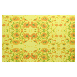 Tecido Floral Amarelo e Laranja