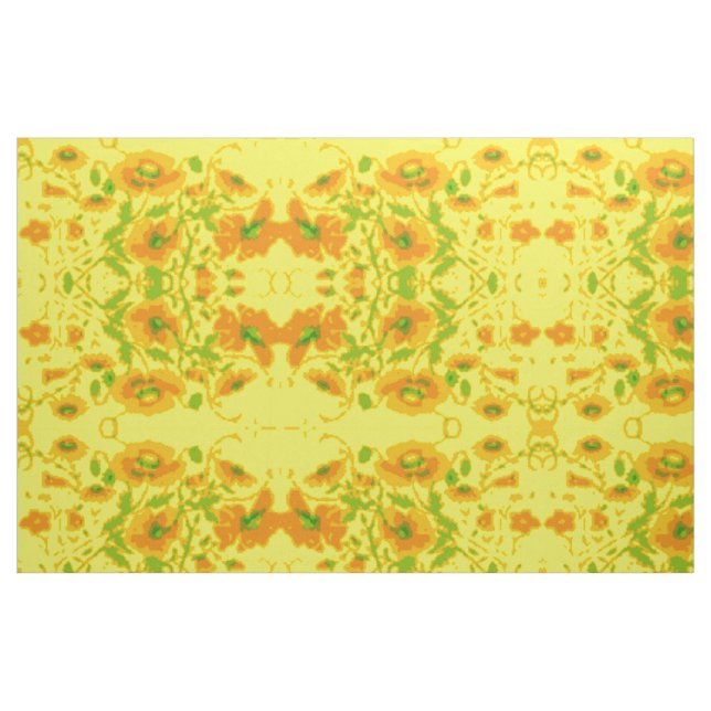 Tecido Floral Amarelo e Laranja (Fat Quarter)