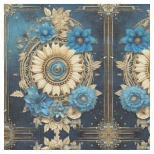 Tecido Floral Azul Padrão Sem Costura Para Costura