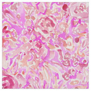 Tecido Floral Beachy coral cor-de-rosa abstrato do