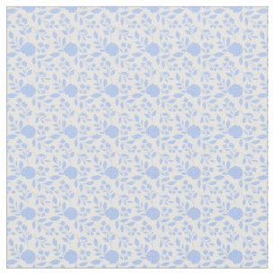 Tecido Floral Branco E Azul Claro