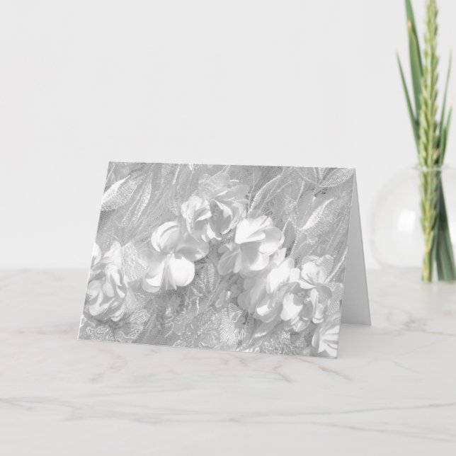 Tecido Floral Branco sobre Branco, Cartão Interno  (Frente)