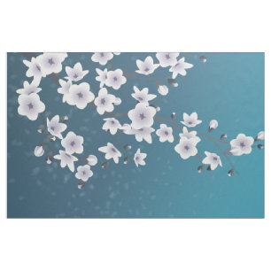 Tecido Floral Cherry Blossoms Dark Blue