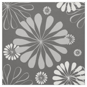 tecido floral cinza