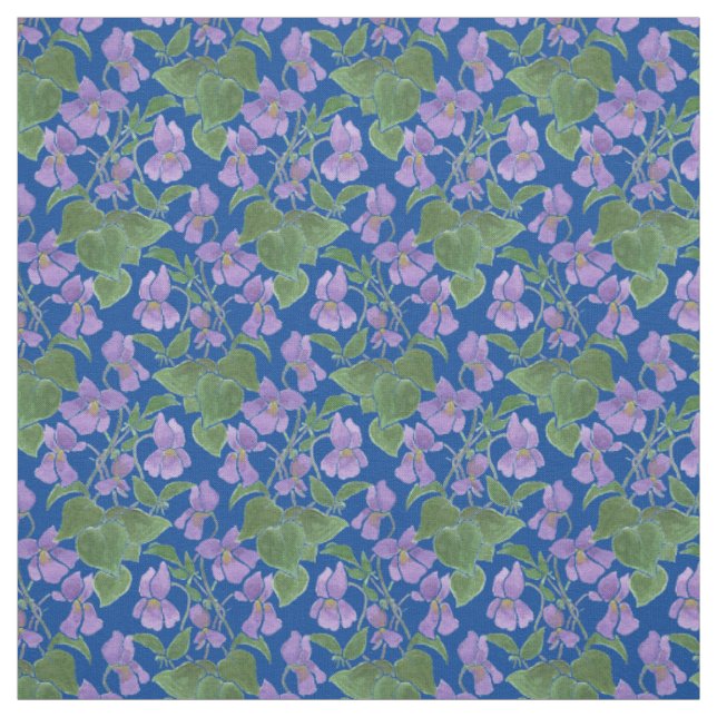 Tecido Floral com Padrão Repetido de Violetas Doce (Modelo)