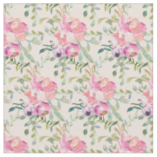 Tecido Floral de Aquarela