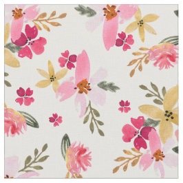 Tecido Floral de Aquarela Rosa