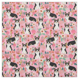 Tecido Floral de Corgi com três cores - córgis g
