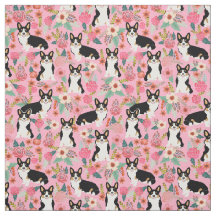Tecido Floral de Corgi com três cores - córgis gir