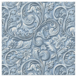 Tecido Floral de couro trabalhado azul claro elegante