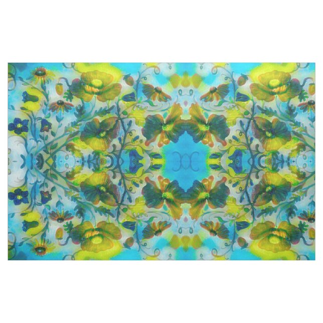 Tecido Floral de Feixe Amarelo (Fat Quarter)