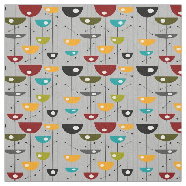 Tecido Floral de Meia Lua do Médio Século (Modelo)