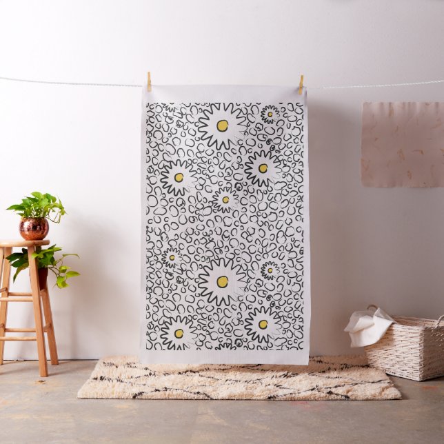 Tecido Floral de Padrão Preto e Branco (In Situ)