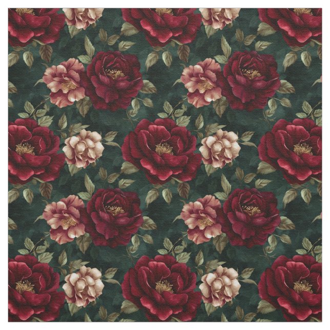 Tecido Floral de Peônia Burgundy Escuro (Modelo)