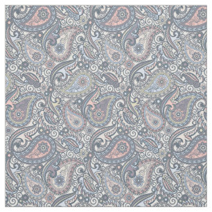 Tecido Floral de Vintage Rosa Azul Pastel Único