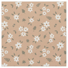 Tecido Floral Delicado Boho Cores Selvagens Bege Marrom