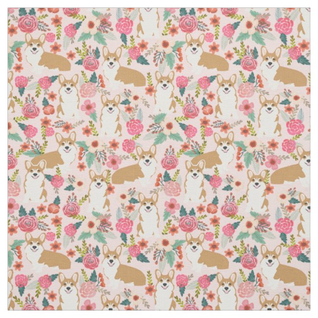 Tecido floral do Corgi - rosa (Modelo)