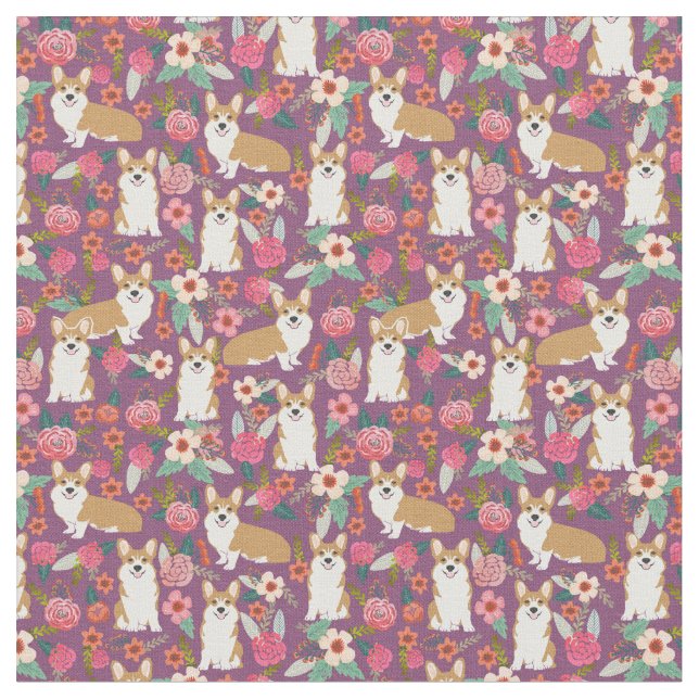 Tecido floral do Corgi - roxo (Detalhe)