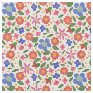 Tecido floral do estilo bonito da arte popular a
