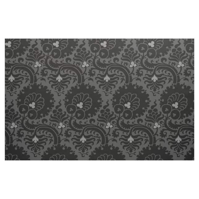Tecido Floral do Século XV - Preto e Cinza (Fat Quarter)
