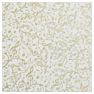 Tecido floral Dourado do teste padrão das notas e