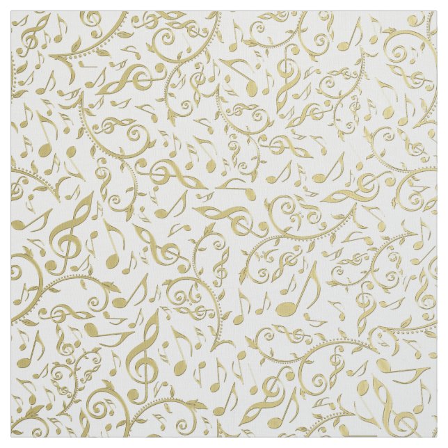 Tecido floral Dourado do teste padrão das notas e (Modelo)