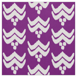 Tecido Floral estilizado de Ikat - roxo e branco amethyst