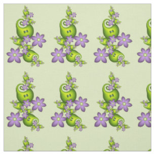 Tecido Floral Fantasy Lilac Flores Verde Formas Fractais