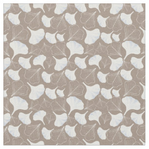 Tecido Floral Ginkgo Leaf Taupe Patterado