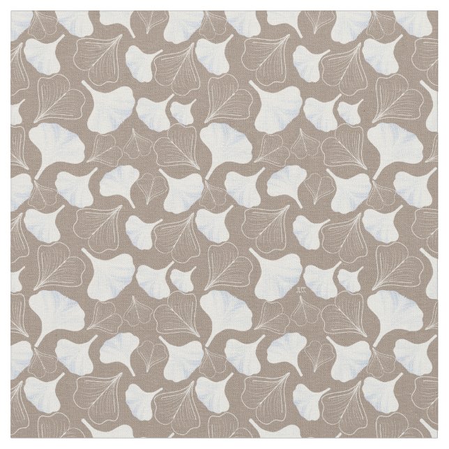 Tecido Floral Ginkgo Leaf Taupe Patterado (Detalhe)