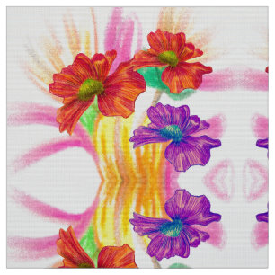 Tecido Floral LaranjaRoxo