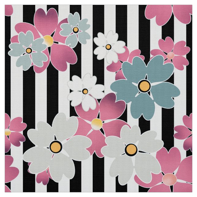 Tecido Floral, listrado (Modelo)
