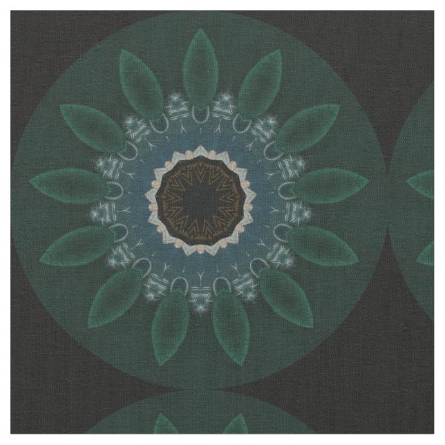 Tecido Floral Moderno Dourado Azul Emerald Green (Detalhe)
