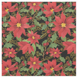 Tecido Floral Natal Preto