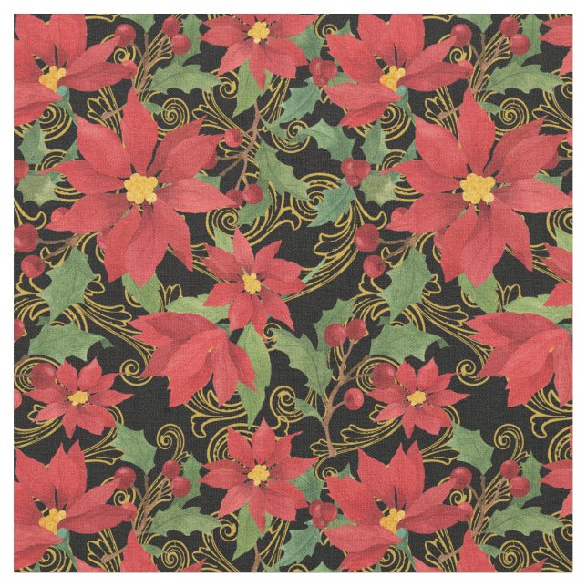 Tecido Floral Natal Preto (Detalhe)