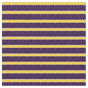 Tecido Floral-ouro roxo/listra branca - enegreça/escolhe