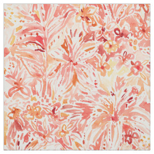 Tecido Floral Painterly do pêssego da LUXÚRIA do LÍRIO