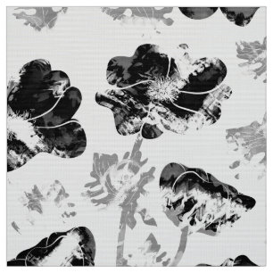 Tecido Floral, preto e branco