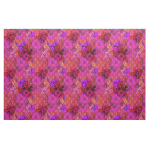tecido floral retro magenta