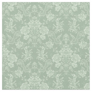 Tecido Floral Romântico para Chic - Damasco Verde-Sage