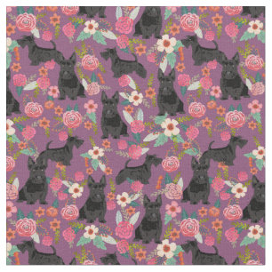 Tecido floral roxo de cão escoteiro