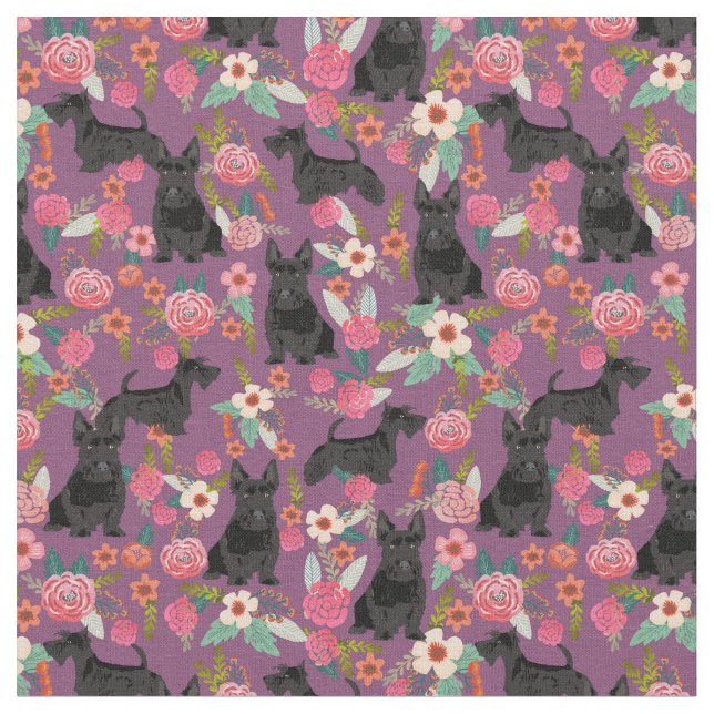 Tecido floral roxo de cão escoteiro (Detalhe)