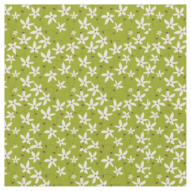 Tecido Floral Verde e Branco (Detalhe)