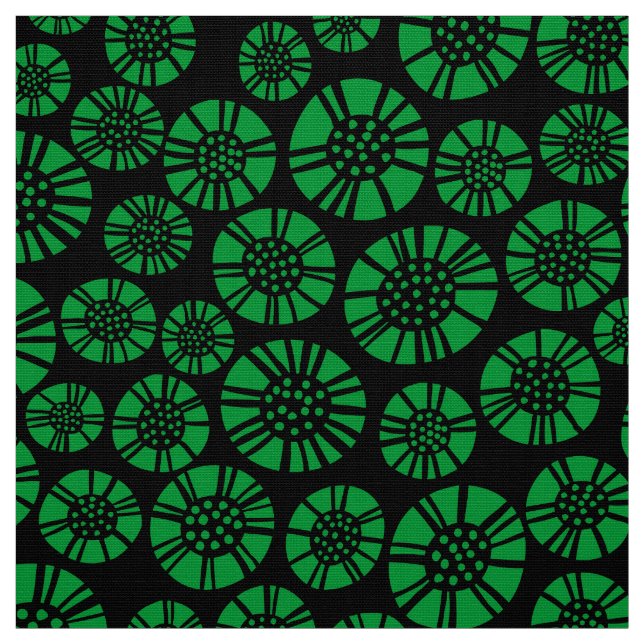 Tecido Flores Abstratas 031023 - Verde Grama no Preto (Modelo)