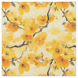 Tecido Flores Amarelas de Aquarela