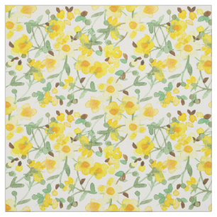 Tecido Flores Amarelas Flores Aquarela Roupa De Vestido