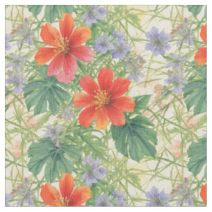 Tecido Flores aquarelas brilhantes