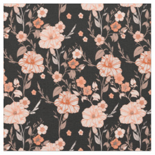 Tecido Flores aquosas lindas e modernas l Preto