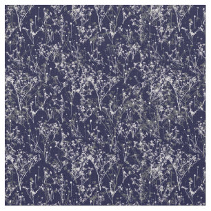 Tecido Flores Azuis Elegantes Modernas em Azul Marinho