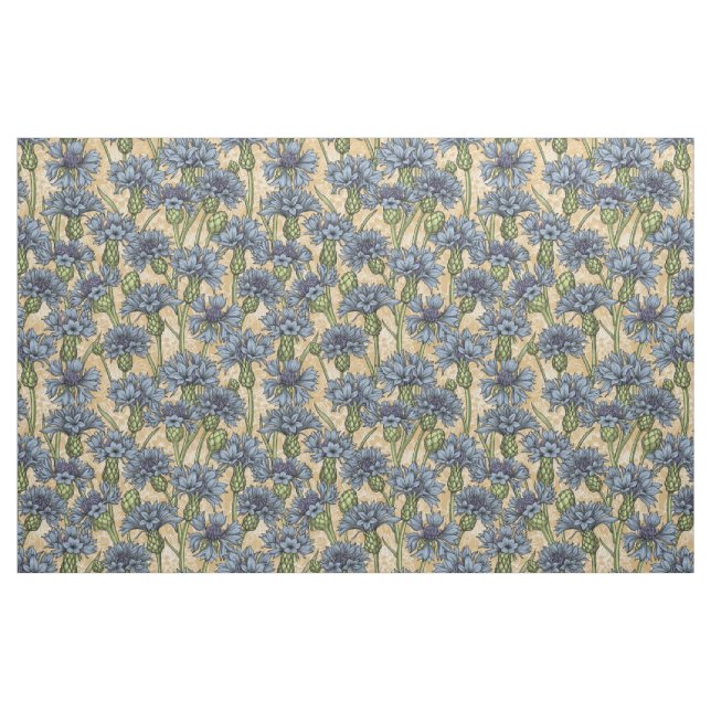 Tecido Flores azuis, flores silvestres, amarelo-mel (Fat Quarter)